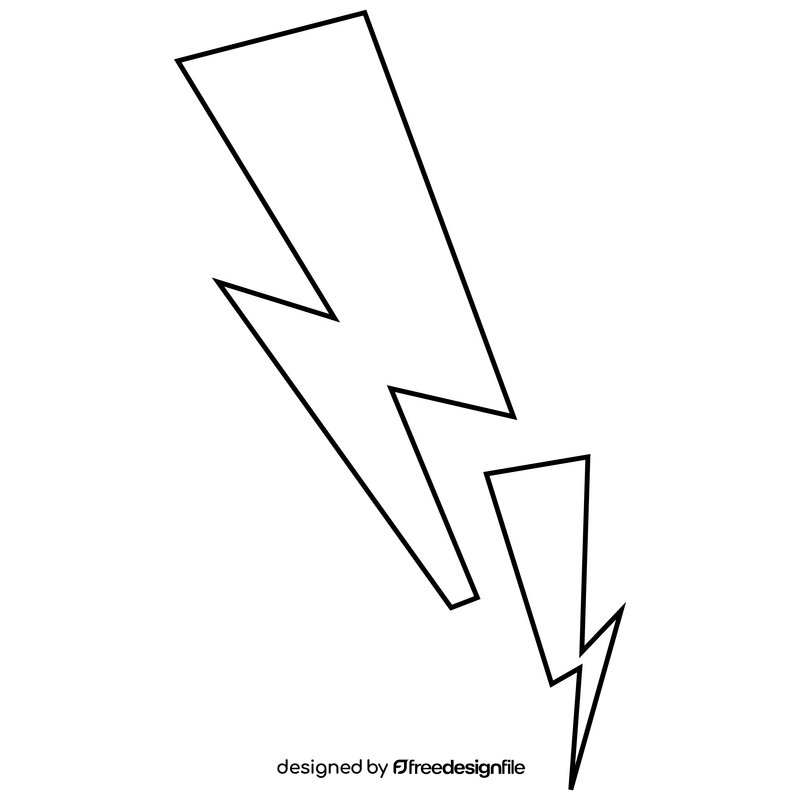 Lightning bolt illustration black and white clipart