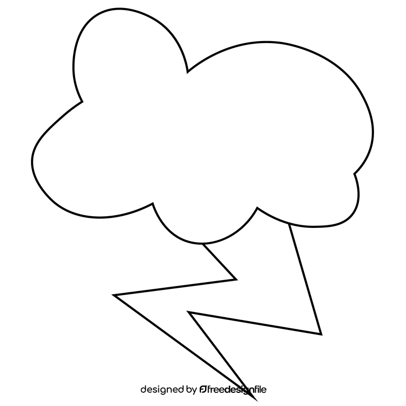 Cartoon cloud lightning black and white clipart