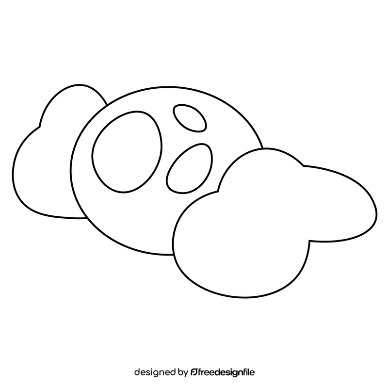 Cartoon moon and clouds black and white clipart