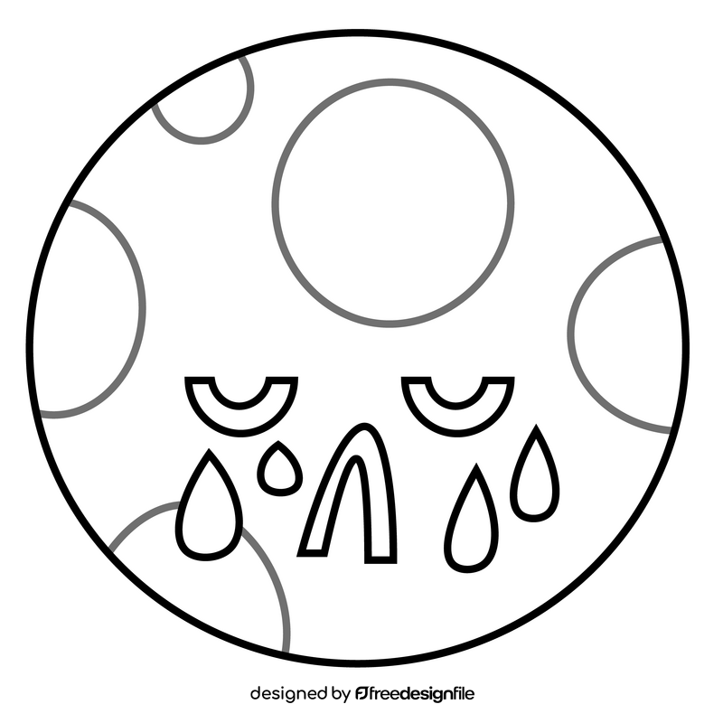 Cartoon crying moon black and white clipart
