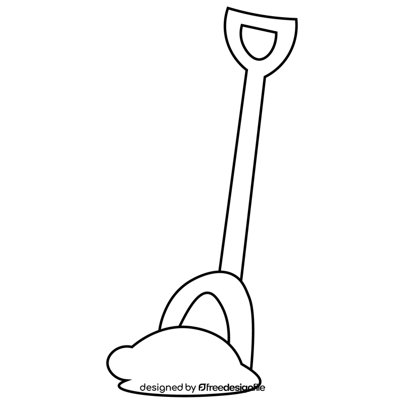 Snow shovel illustration black and white clipart