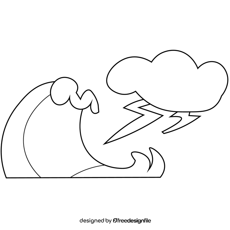 Storm natural disaster black and white clipart