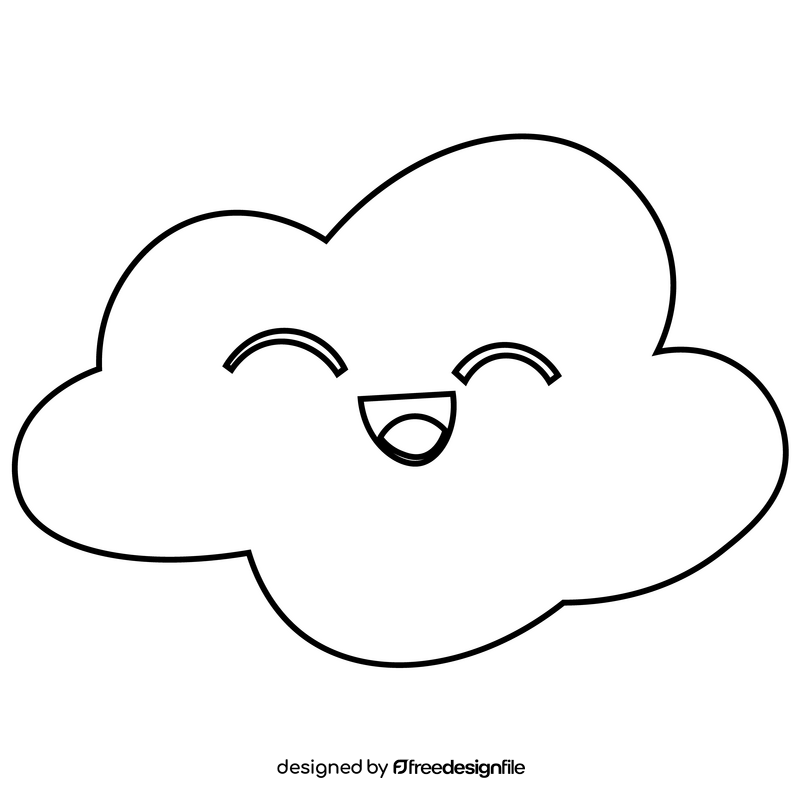 Happy cloud smiling emoji black and white clipart