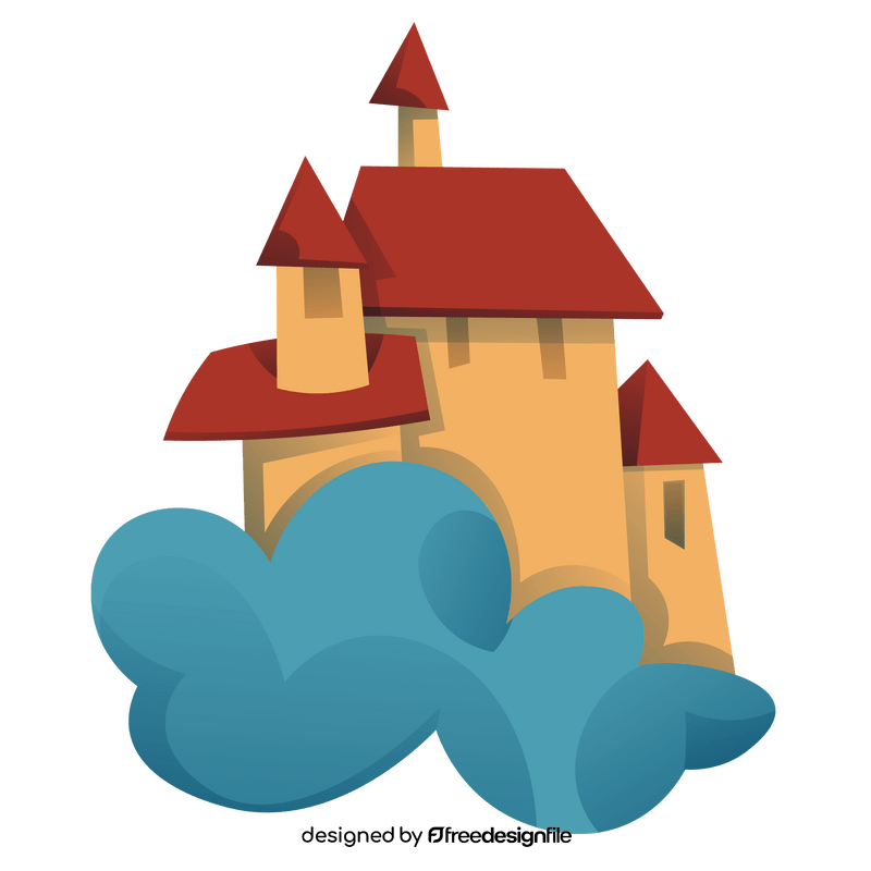 Fairytale castle in the cloud clipart