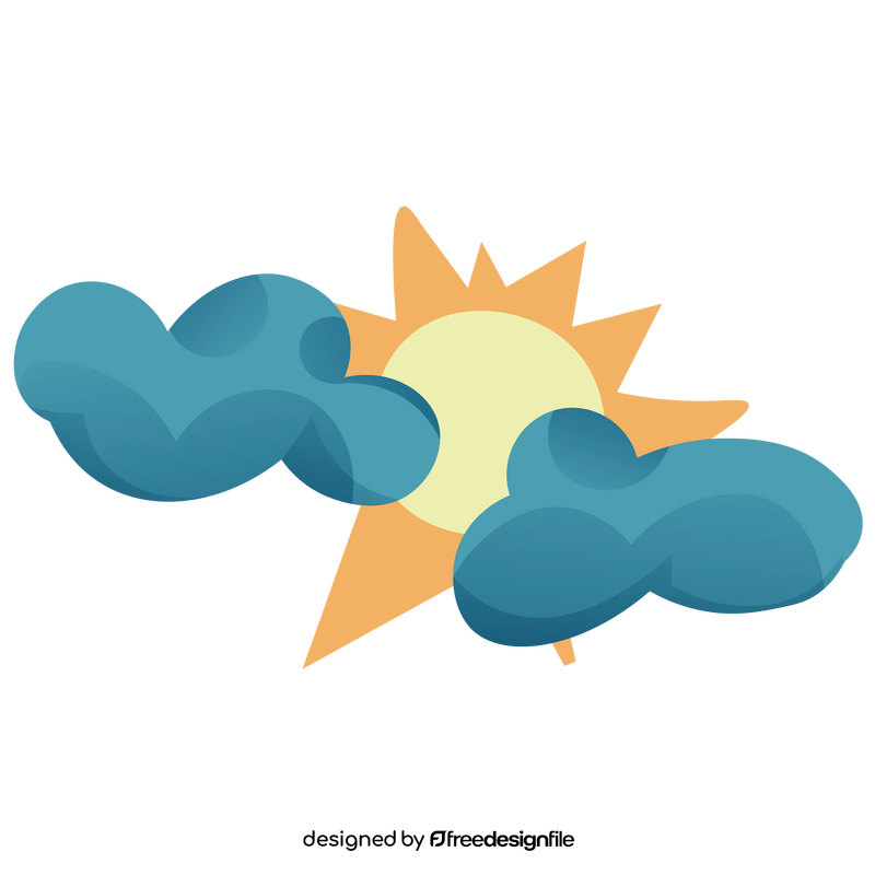Sun and clouds cartoon drawing clipart