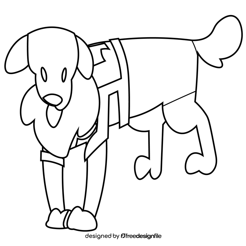 Cartoon rescue dog black and white clipart