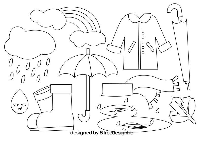 Rainy day black and white vector