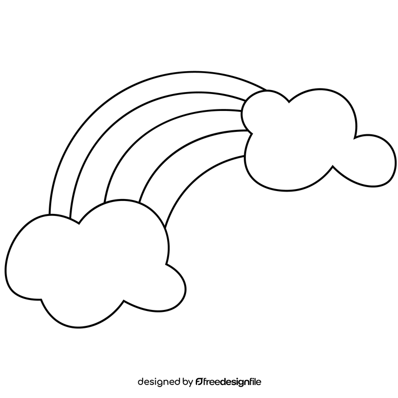 Rainbow cloud illustration black and white clipart