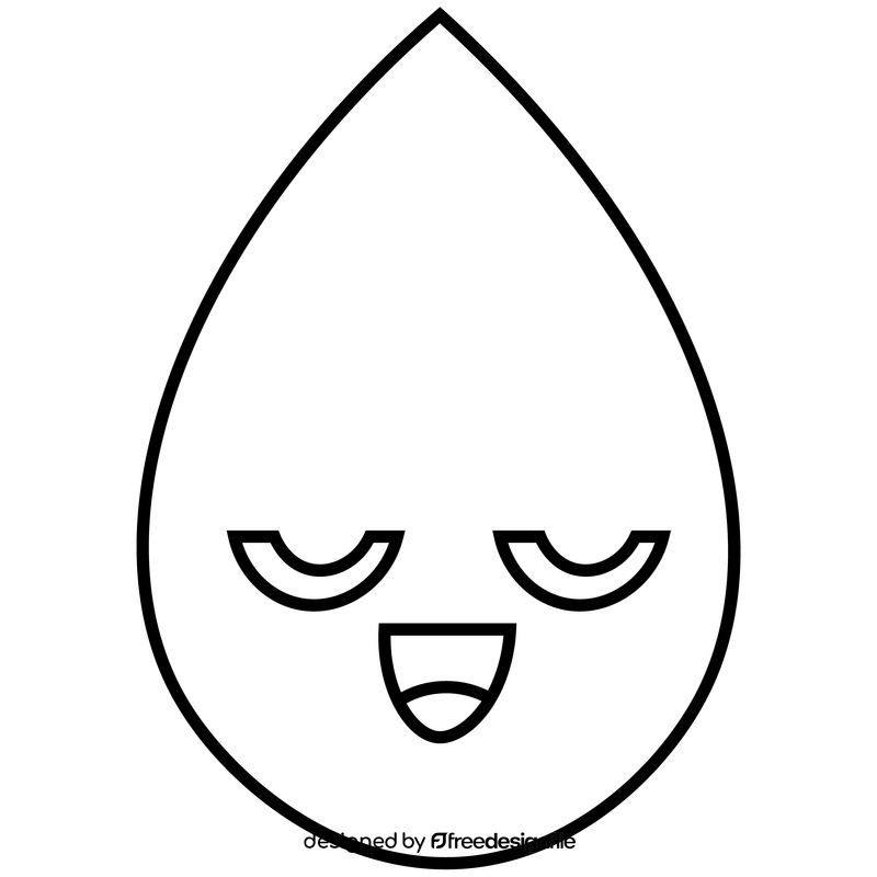Raindrop emoji black and white clipart
