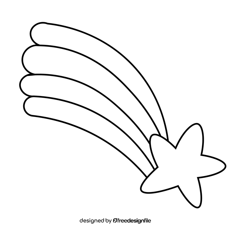 Rainbow shooting star illustration black and white clipart
