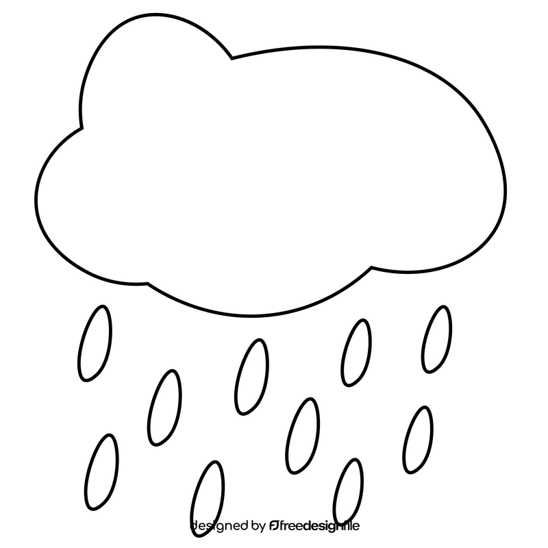 Rain cloud illustration black and white clipart