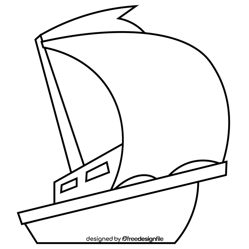 Sailing ship illustration black and white clipart