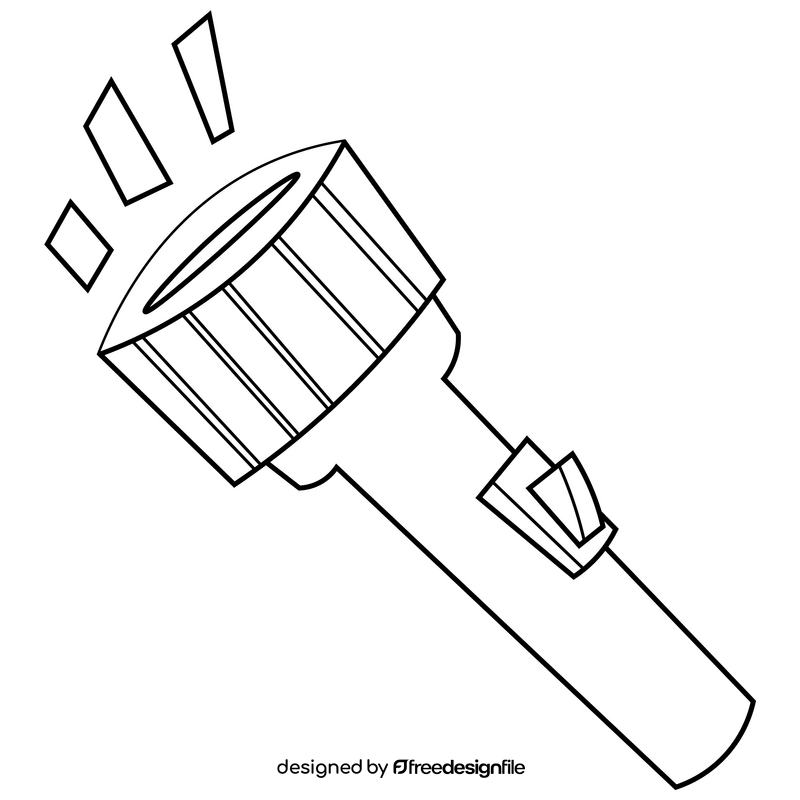 Cartoon flashlight black and white clipart