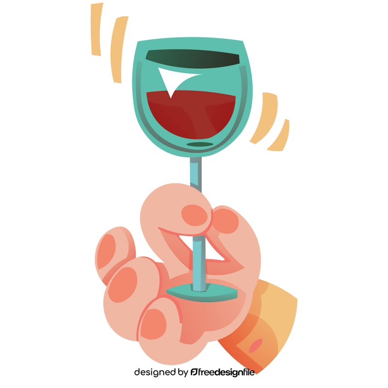 Hand holding a glass of wine clipart