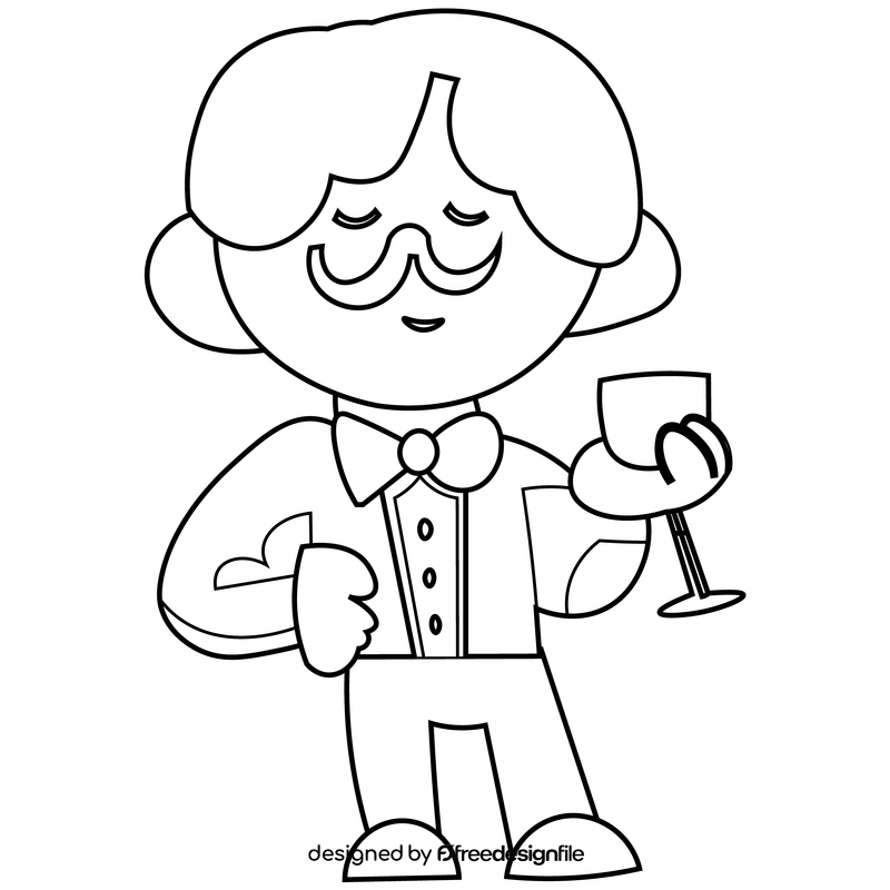 Sommelier, wine stewards black and white clipart