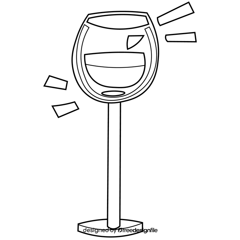 Glass of wine drawing black and white clipart