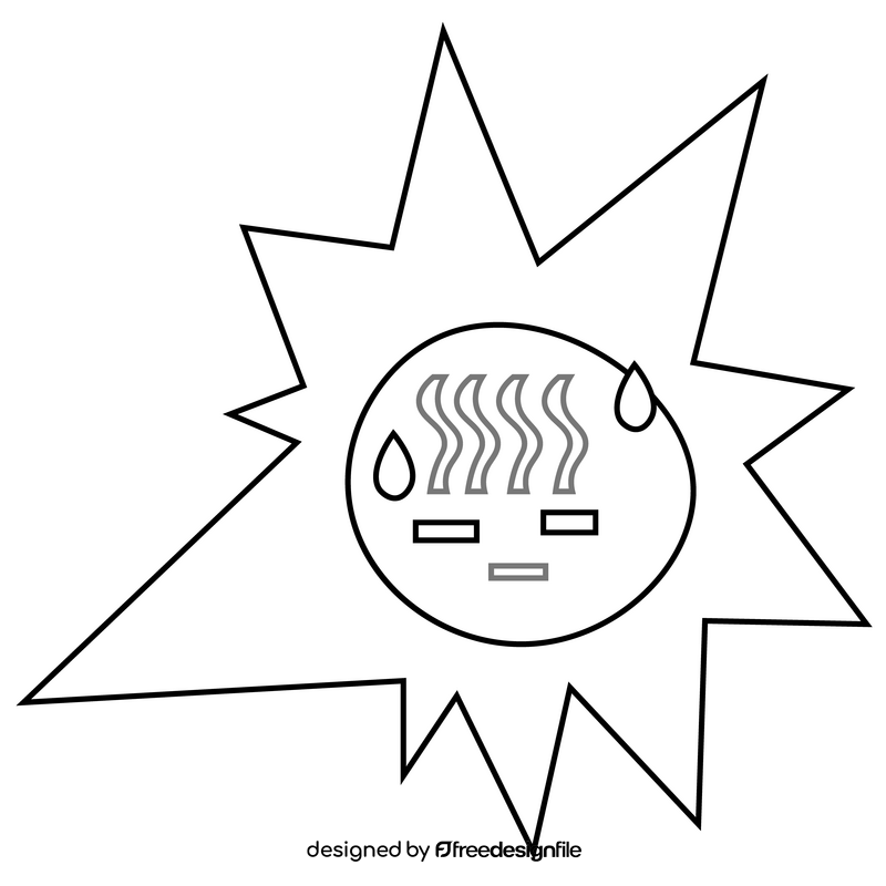 Hot sun illustration black and white clipart
