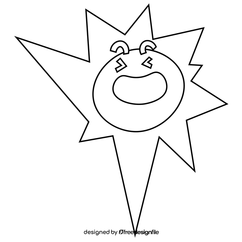 Free sun laughing black and white clipart