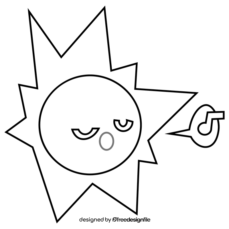 Whistling sun drawing black and white clipart