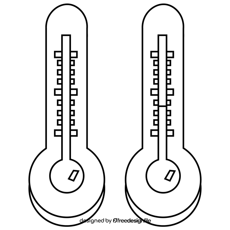 Cartoon room thermometer black and white clipart