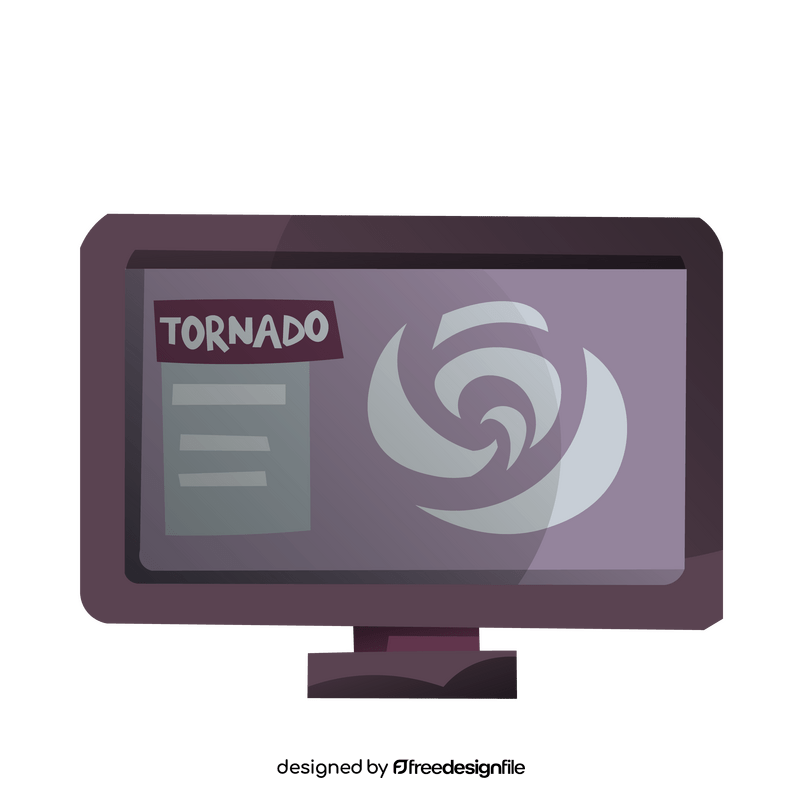 Cartoon tornado on computer monitor clipart