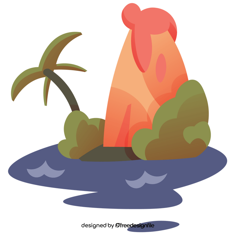 Cartoon volcano island clipart
