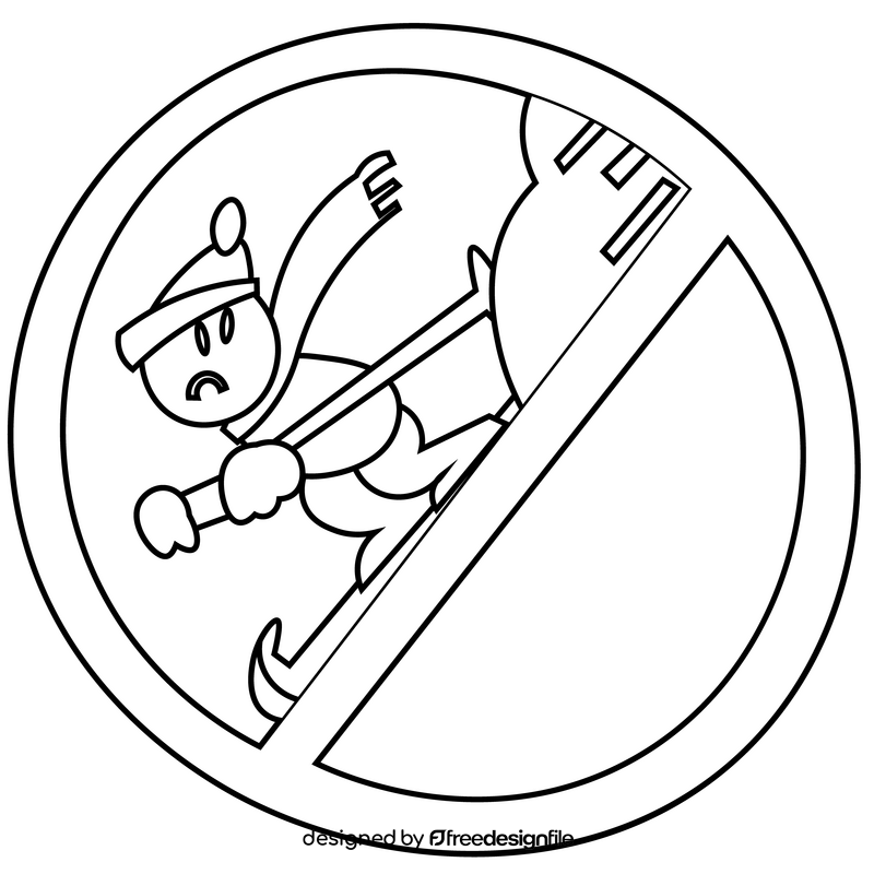 Avalanche warning sign icon black and white clipart