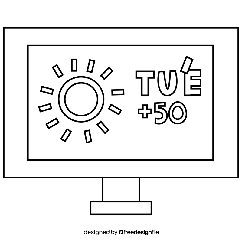 Tv weather forecast illustration black and white clipart