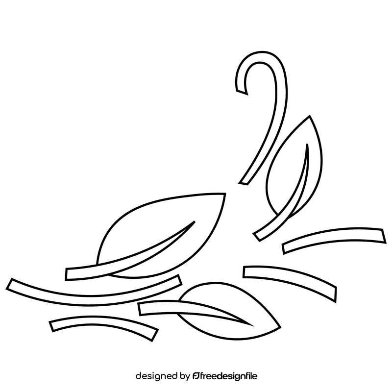 Windy leaves cartoon black and white clipart