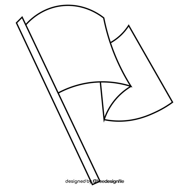Cartoon flag waving black and white clipart