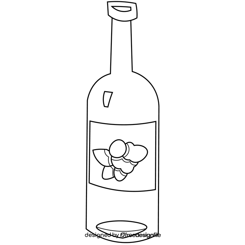 Cartoon wine bottle black and white clipart