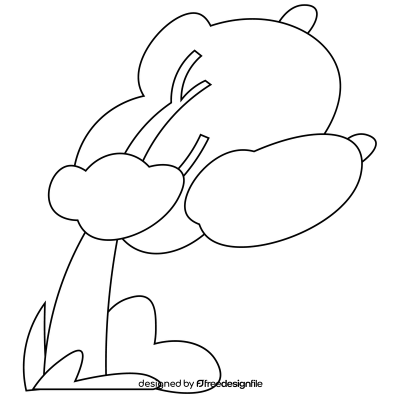Windy day bending tree black and white clipart