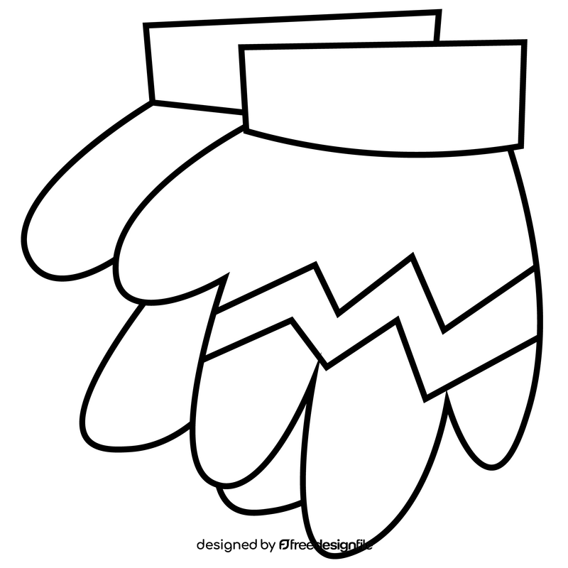 Cartoon winter gloves black and white clipart