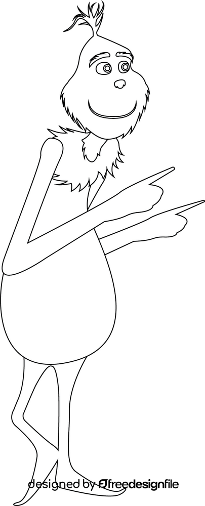 Grinch character drawing black and white clipart