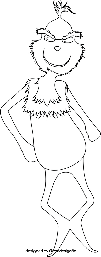 Grinch full body drawing black and white clipart