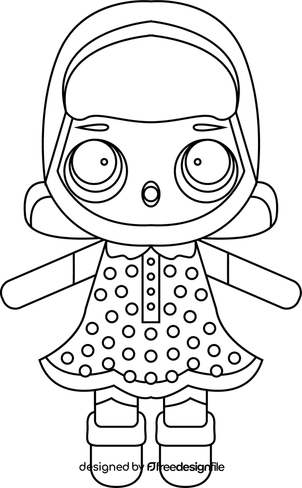 Lol doll surprise, cute doll, baby black and white clipart