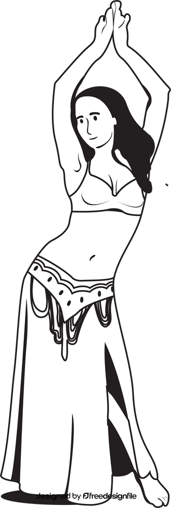Belly dancer drawing black and white clipart