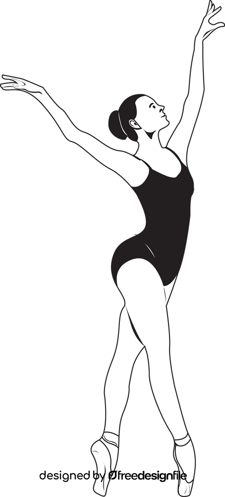 Ballet dancer drawing black and white clipart