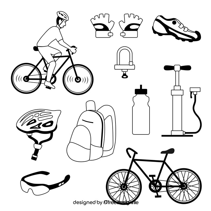 Cycling icons set black and white vector