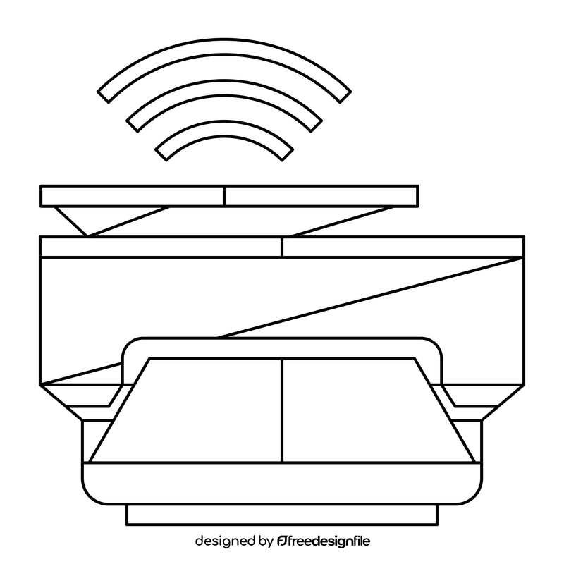 Wireless Printer black and white clipart