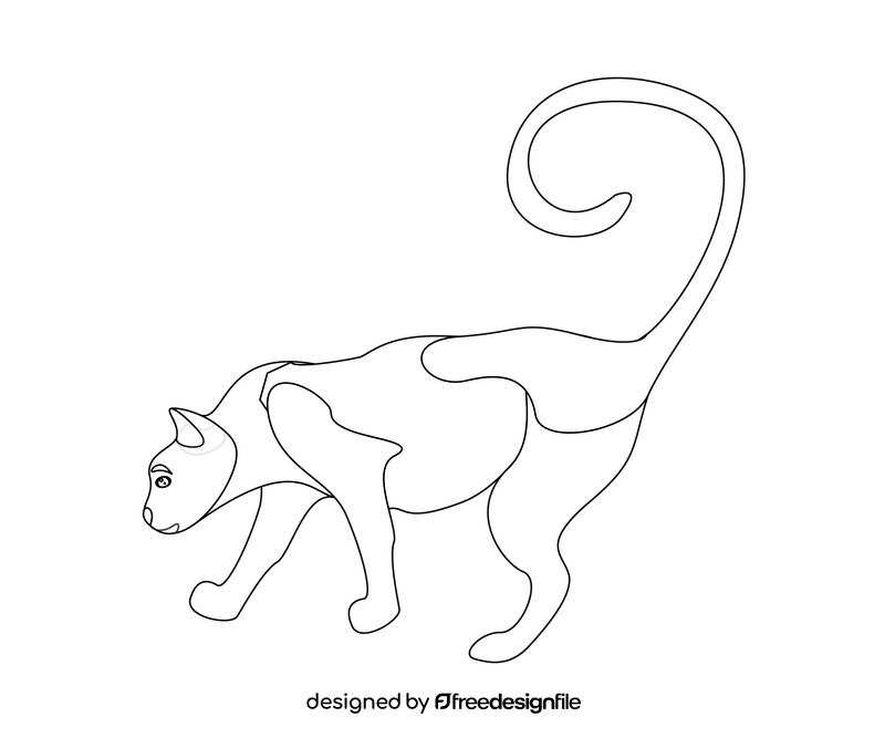 Cute cat black and white clipart
