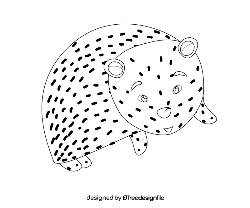 Hedgehog cartoon black and white clipart