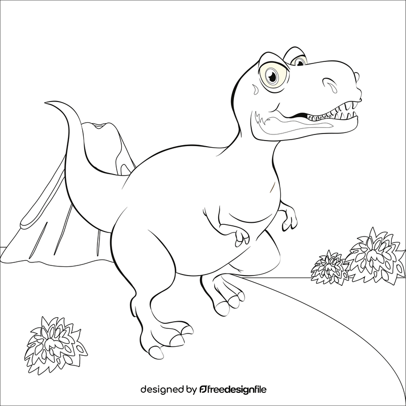 Cartoon dinosaur black and white vector
