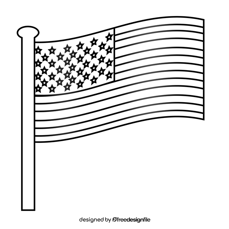 United States flag drawing black and white clipart