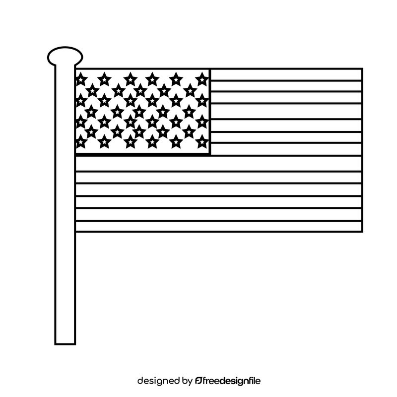 American flag drawing black and white clipart