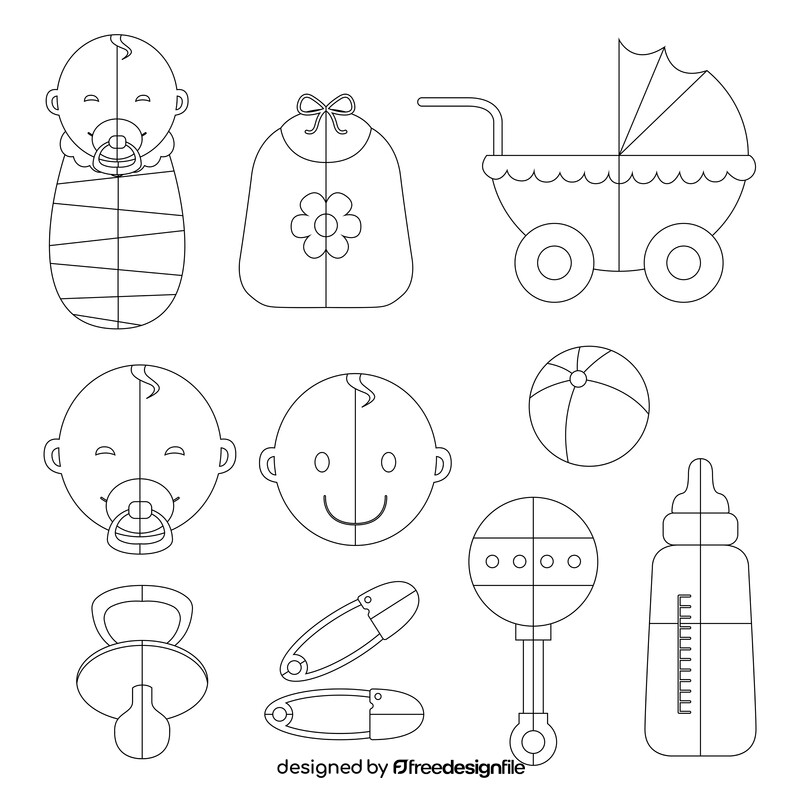 Baby boy set black and white vector