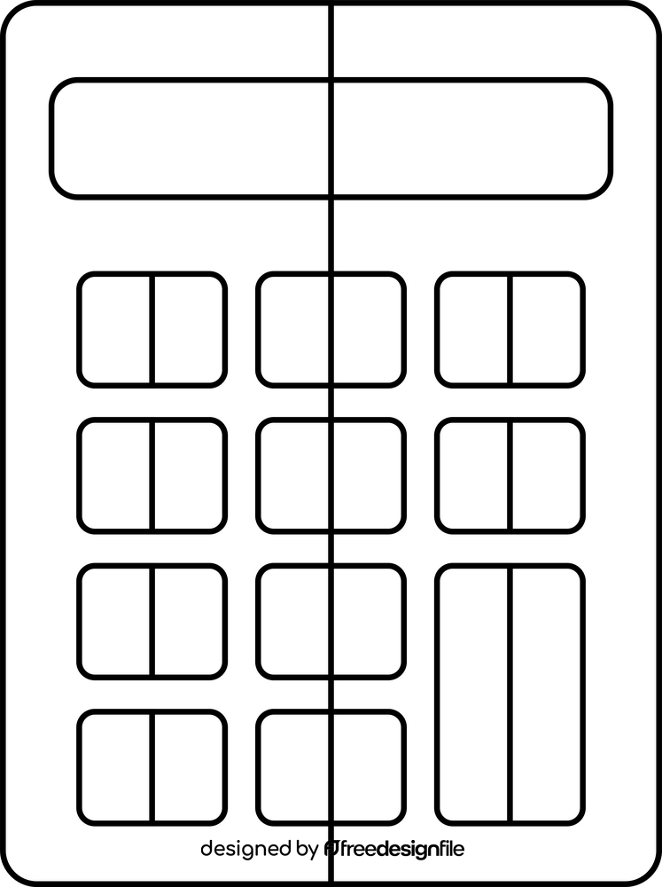 Calculator flat icon black and white clipart