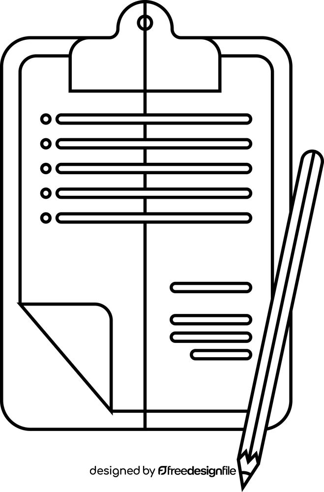 Clipboard drawing black and white clipart