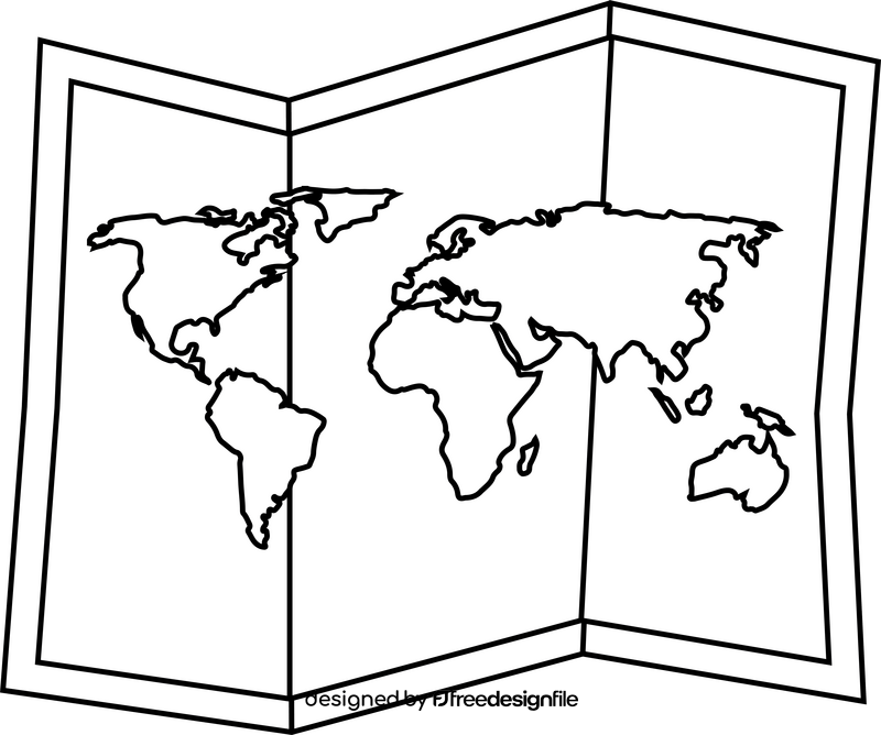 Map paper drawing black and white clipart