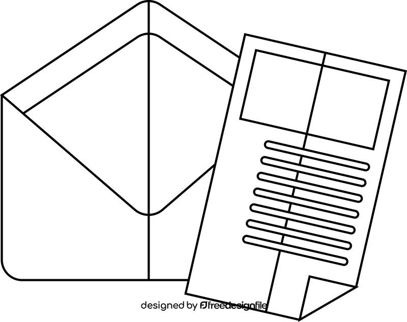 Paper mail black and white clipart